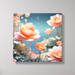 Toile Lys d'eau florissante avec bulles