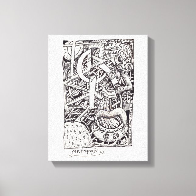 Toile M. Emptyful, dessin à encre (Recto)