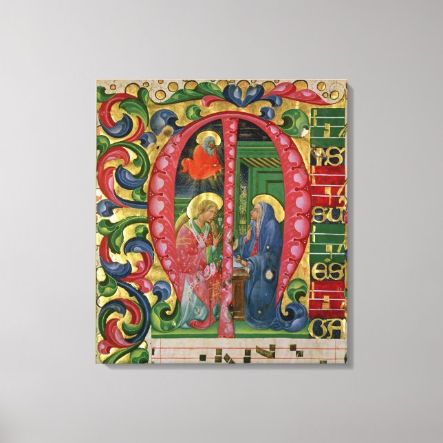 Toile 'M' initial historique représentant l'Annonciation (Recto)