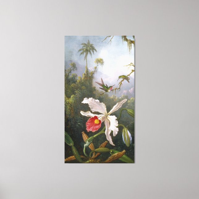 Toile M. J. HEADE Deux colibris au-dessus d'une orchidée (Recto)