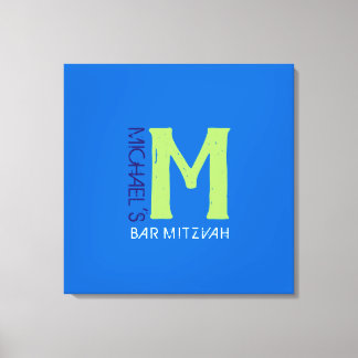 Toile M Monogram Initial Bar Bat mitzvah Panneau d'ouver