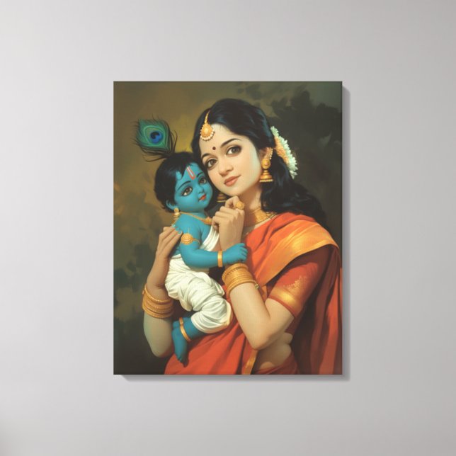 Toile Maa Yashoda et Little Krishna Canvas Wall Art (Recto)