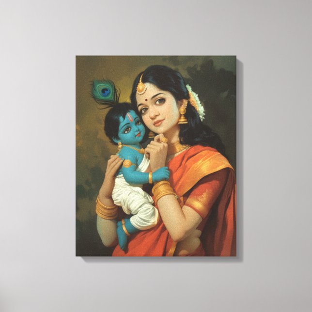 Toile Maa Yashoda et Little Krishna Canvas Wall Art (Recto)