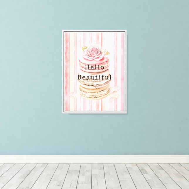 Toile Macarons à rayures blanches roses (Insitu (Plancher de Bois))
