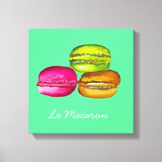 Toile Macarons colorés aquarelle art funky (Recto)