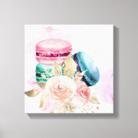 Macarons et fleurs colorés Aquarelle