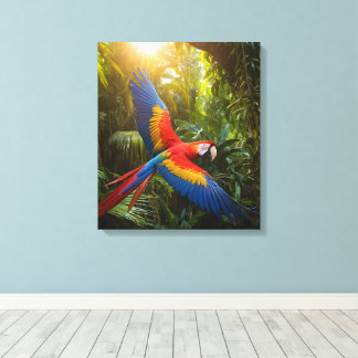 Toile Macaw dans une canopée de la forêt tropicale