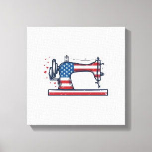 Toile Machine à coudre patriotique Gravure vintage Vecto
