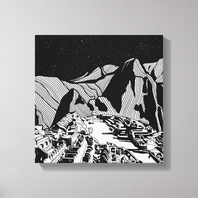 Toile Machu Picchu paysage noir et blanc (Recto)