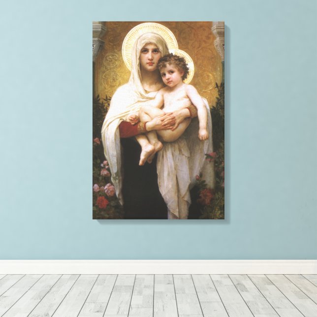 Toile Madone des Roses par Bouguereau (Insitu (Plancher de Bois))