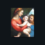 Toile Madonna della Tenda - Raphael - c1513<br><div class="desc">Montrez aux gens votre style et votre raffinement avec cette reproduction d'une oeuvre d'art fine intitulée "Madonna della Tenda" de Raphael. Portrait de Marie et du bébé Jésus Christ. Peint vers 1513.</div>