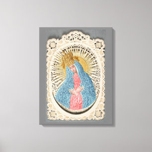 Toile Madonna Reine du Ciel sur dentelle