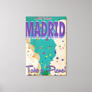 Toile Madrid, Espagne Affiche de vacances vintage
