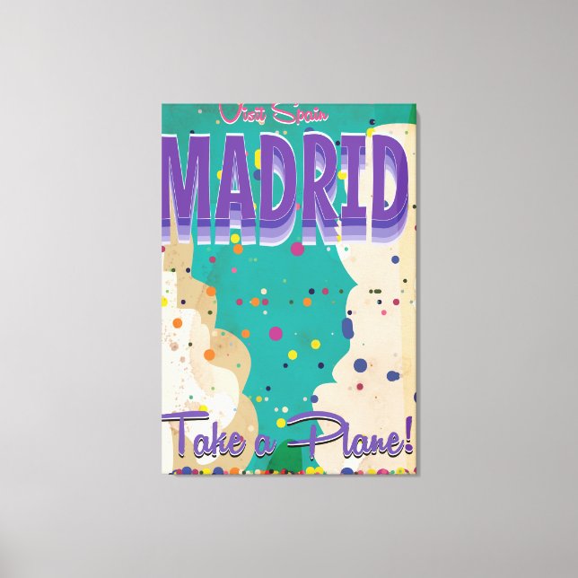 Toile Madrid, Espagne Affiche de vacances vintage (Recto)