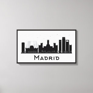 Toile Madrid, Espagne horizon noir et blanc de   de