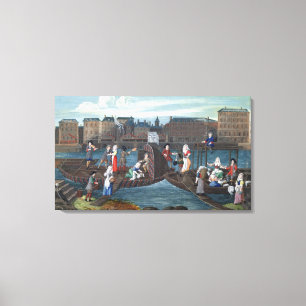 Toile Magasin de poissons et bateau de blanchisserie