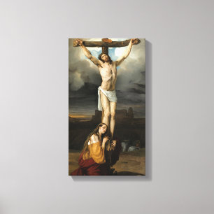 Toile Magdalene contrite au pied de la croix