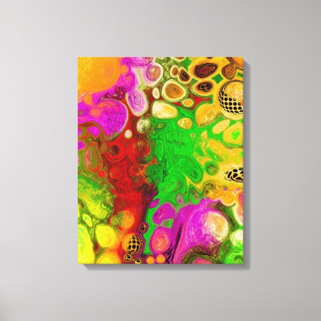 Toile Magenta, Vert citron vert, Art abstrait Jaune Noir (Recto)