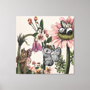 Toile Magic Bear Fairies Botanical Wall Art Imprimer