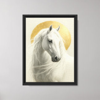 Toile Magnifique cheval blanc avec halo doré