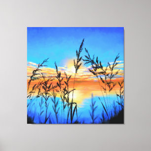 Toile Magnifique coucher de soleil sur le lac - Miroir -