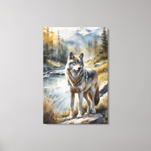 Toile Magnifique loup quelque part dans une belle nature