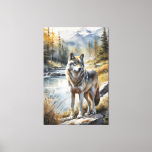 Toile Magnifique loup quelque part dans une belle nature