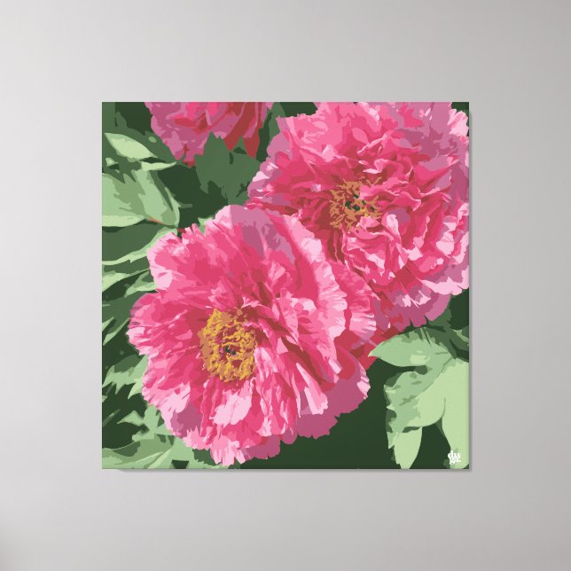 Toile Magnifique pivoine rose profonde sur toile. (Recto)