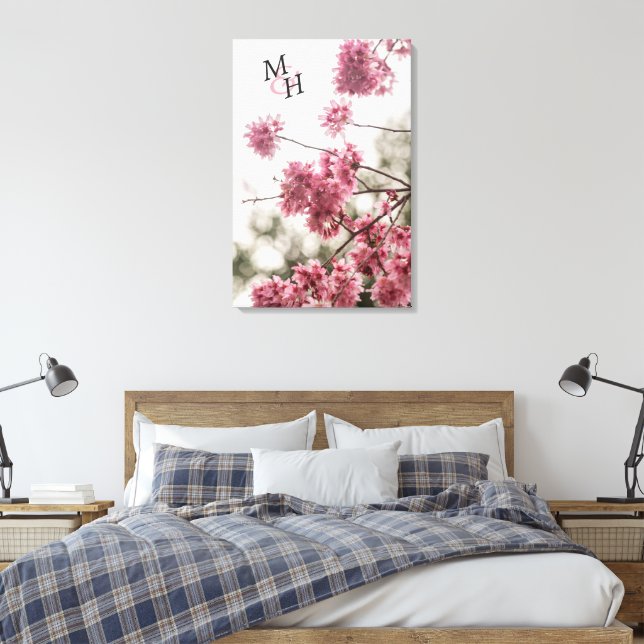 Toile Magnifique rose Fleurs de printemps Monogramme (Insitu(Chambre))