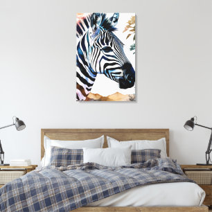 Toile Magnifique Zèbre en Aquarelle