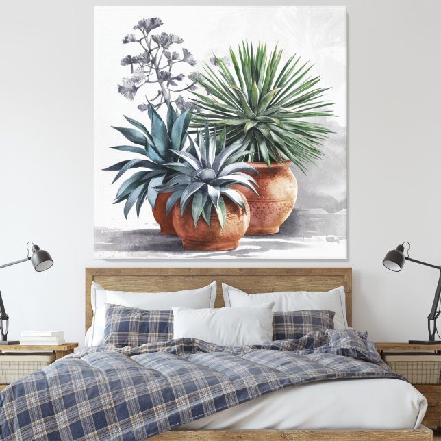 Toile Magnifiques plantes d'Agave dans un pot en terre c (Insitu(Chambre))
