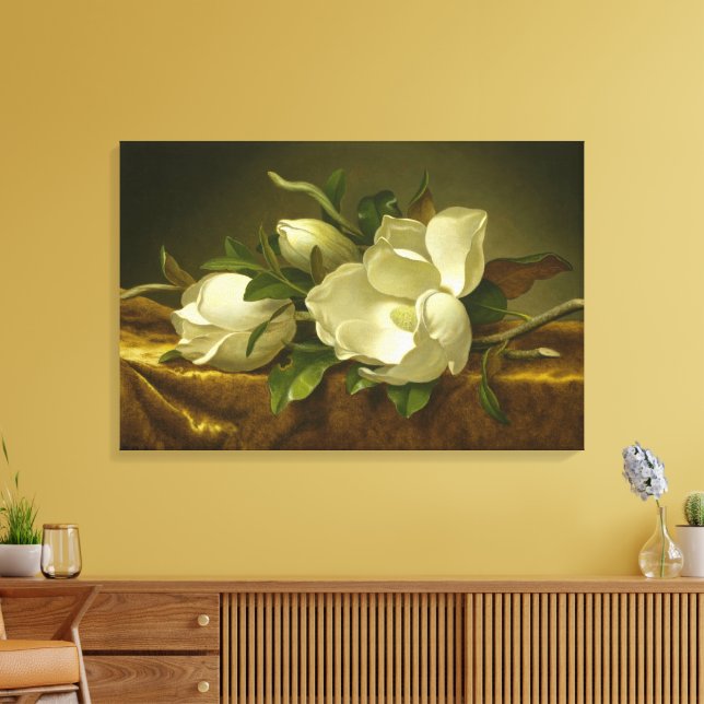 Toile Magnolias sur fond de velours d'or par MJ Heade (Insitu(Salon))