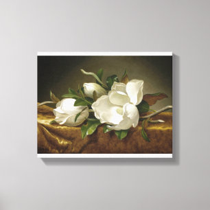 Toile Magnolias sur tissu velours or par Martin Johnson