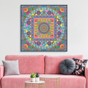 Toile Mah Jongg Tiles Mandala Canvas