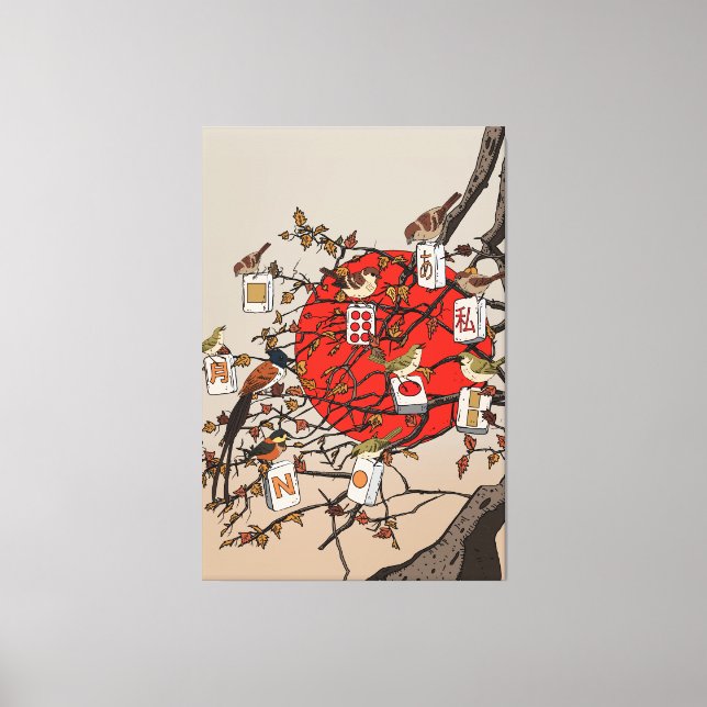 Toile Mahjong Birds Game (Recto)