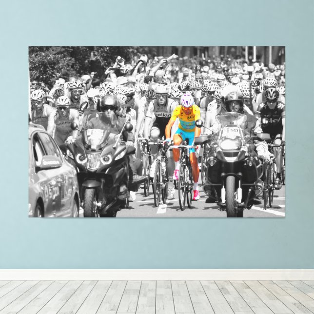 Toile Maillot Jaune du Tour de France Peloton Course Cyc (Insitu (Plancher de Bois))