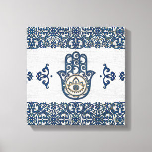 Toile Main de Hamsa - main de bois de bleu de Fatima