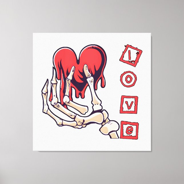Toile Main de squelette symbolique de l'amour offrant un (Recto)
