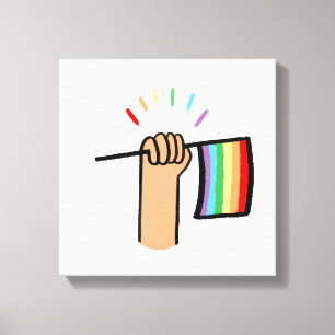 Toile Main tirée à la main avec un drapeau arc-en-ciel