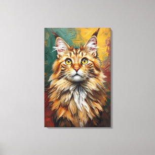 Toile Maine Coon Portrait de chat Vibrant peinture à l'h