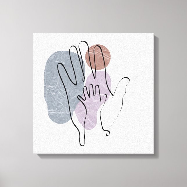 Toile Mains Mère Enfant Dessin au trait Amour (Recto)