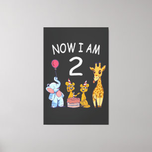 Toile Maintenant j'ai 2 ans 2ème anniversaire au zoo béb