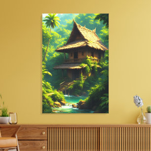 Toile Maison au Bord de la Rivière - Une Maison au Bord 