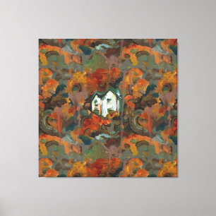 Toile Maison Blanche et arbres d'automne