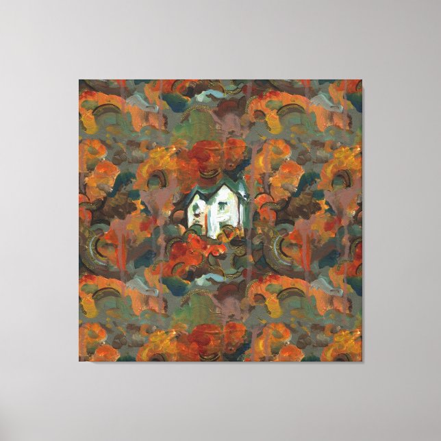 Toile Maison Blanche et arbres d'automne (Recto)