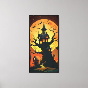 Toile Maison d'arbre abritée sous Pleine lune