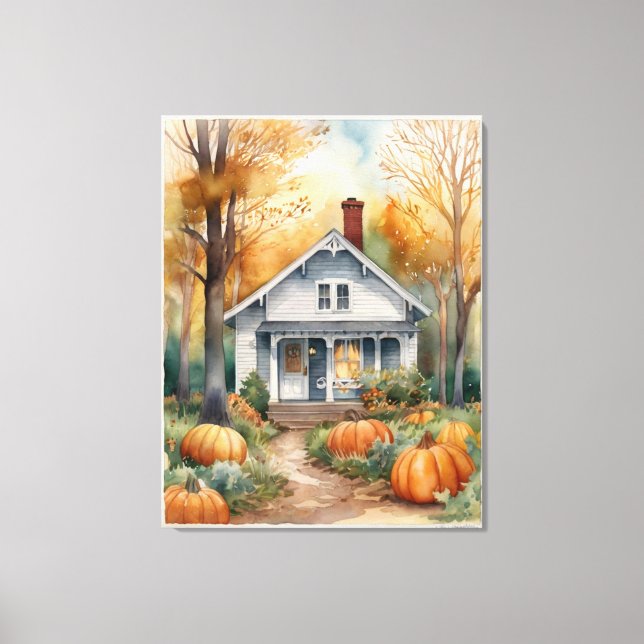 Toile Maison d'automne Folk Art (Recto)