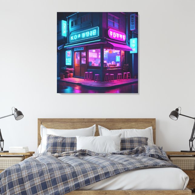Toile Maison de café néon coréenne LoFi Art  (Insitu(Chambre))