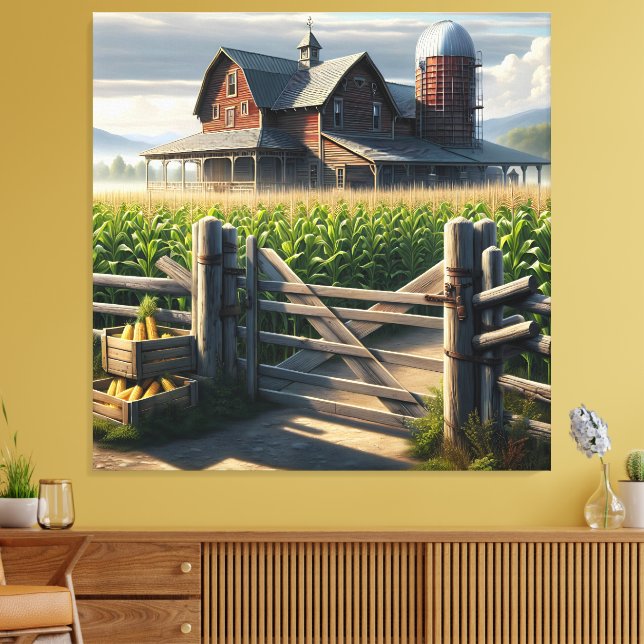Toile Maison de ferme rustique avec une œuvre d'art Ai d (Insitu(Salon))