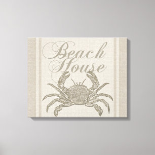 Toile Maison de plage crabe rivage côtier vintage